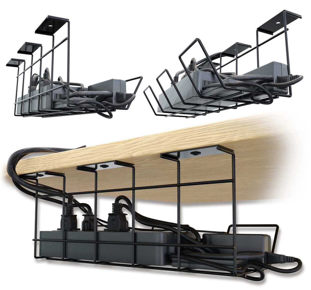 Under-Desk Cable Management Tray — 2 × 12"